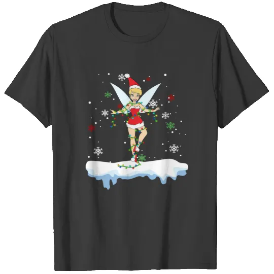 Discover Disney Santa Tinker Bell Christmas Lights T Shirts, Peter Pan Tinker Bell Snow T Shirts