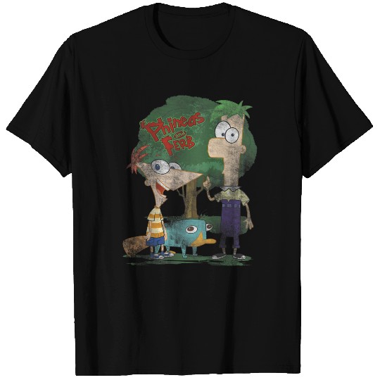 Disneys Phineas And Ferb Hanging Out With Perry Distressed T-Shirts