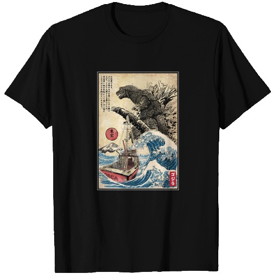 Orca in Japan Woodblock - god zilla - T-Shirt
