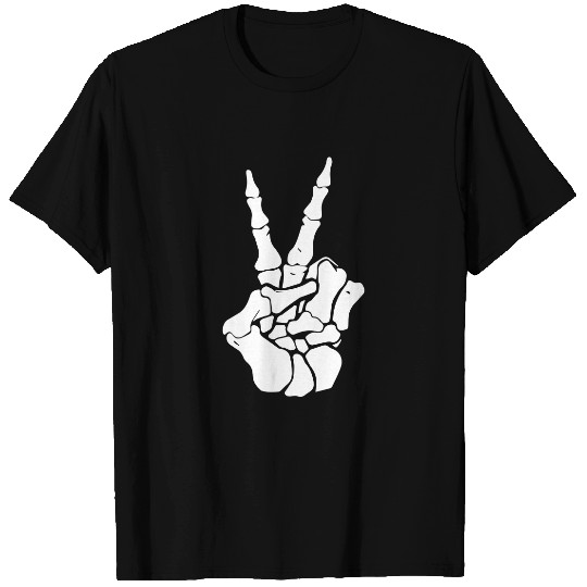 Skeleton hand peace sign - Halloween - T-Shirt