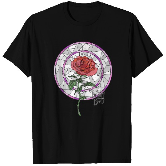 Disneyss Beauty And The Beast Stained Glass Rose T-Shirts