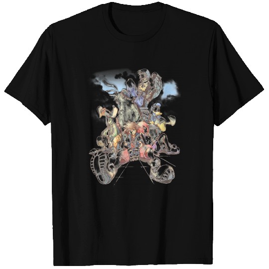 Disneyss Kingdom Hearts Group shots Deep Dive Sketch T-Shirts