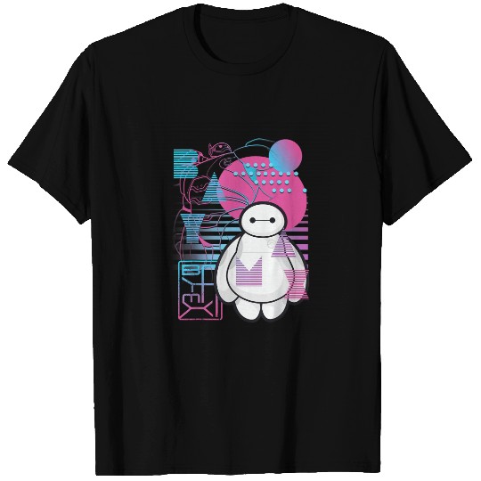 Disney Big Hero 6 Baymax Neon Blue Print Schemat T-Shirts