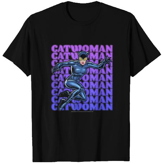 DC Comics Catwoman Name Stack Portrait T-Shirt T-Shirts