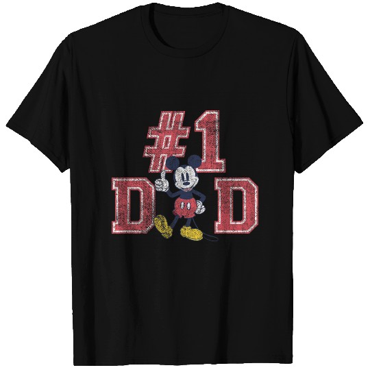 Disney Mickey Mouse Number One Dad Red Font Fathers Day T-Shirts