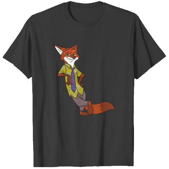 Fox Chibi T-Shirt Disney Zootopia Cool Fox Nick Wilde Leaning T-Shirts