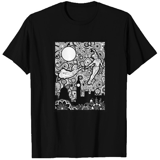 Disneyss Peter Pan And Wendy Paisley Flying Poster T-Shirts