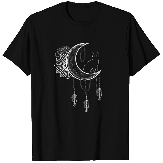black cats Paws Luna Stargazer Pagan Occult Wicca Witch Cat Crescent Moon T-Shirts