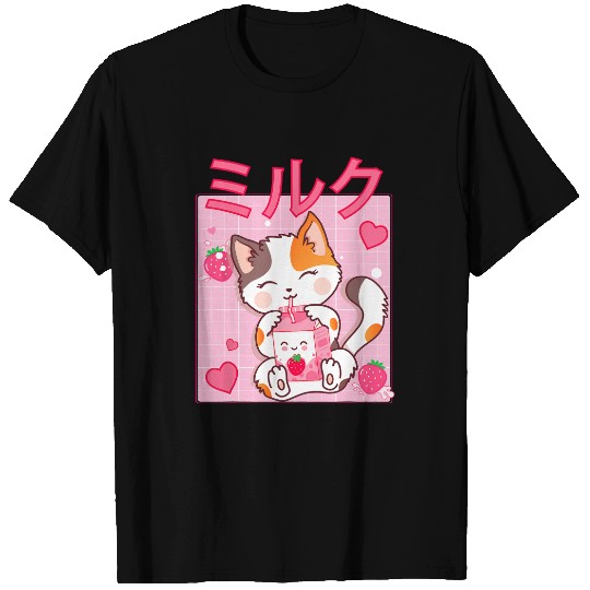 Cat Paws Strawberry Shake Strawberry Milk Cute Kawaii Neko T-Shirts