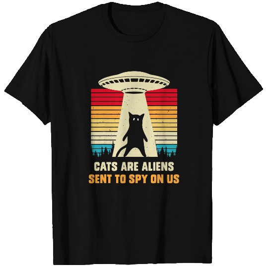 Cat Paws UFO Alien Abduction Cats are Aliens UAP T-Shirts