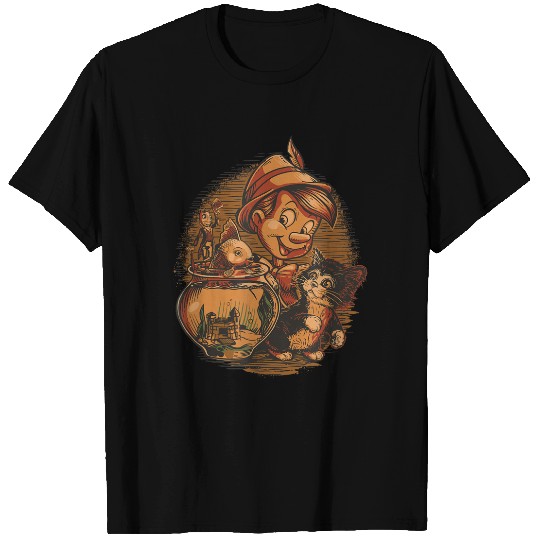 Disneyss Pinocchio Jiminy Cricket Figaro And Cleo T-Shirts