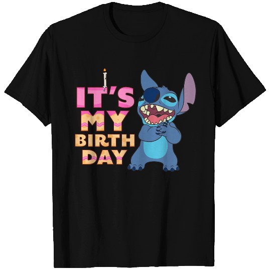 Disney Lilo Stitch It's My Birthday Happy Text Stack T-Shirts