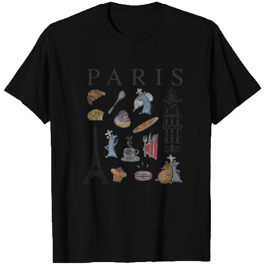 Disney Pixar Ratatouille Paris Food & Places Collage Retro T-Shirts