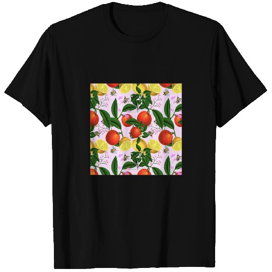Bee Beekeeping Summer citrus oranges bees lemon fruit pattern Beekeeper T-Shirts