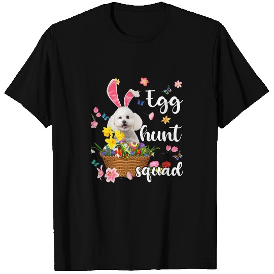 Dog Bichon Frise Happy Easter Day Easter Colorful Egg Hunt T-Shirts