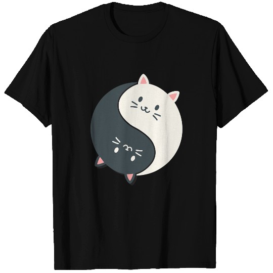 Cat Paws and Adorable Chinese Yin and Yang Cats Funny Cat T-Shirts