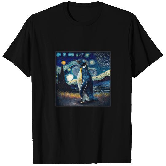 Penguin Surrealism Starry Night Penguin Penguins T-Shirts