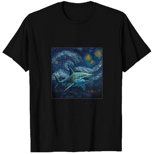 Ocean Shark Surrealism Starry Night Tiger Shark T-Shirts