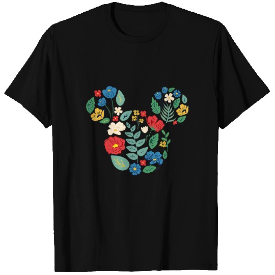 Disney Mickey Mouse Head Shape Icon Flowers Garden Spring T-Shirts