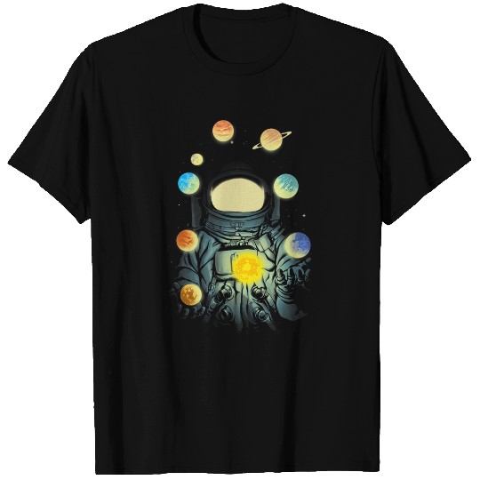 Astronauts Juggling Planets Outer Space Stars Man Funny T-Shirts