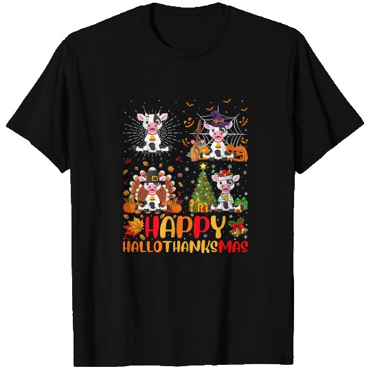 Cattle Cow Halloween Thanksgiving Christmas Cow Hallothanksmas T-Shirts