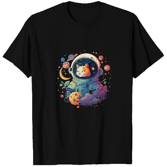 Cat Paws Astronaut Outer Space Kitty on Galaxy Cat Lover 3 T-Shirts