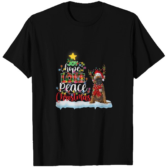 Boxer Santa Hat Reindeer Costume Christmas Light 312 Boxers Dog T-Shirts