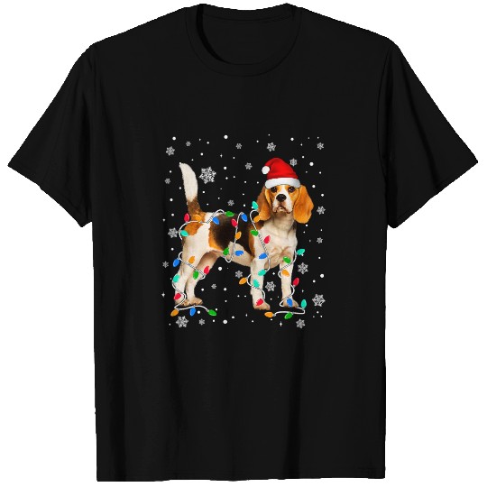 Beagle Cute Beagle Santa Hat Christmas Light xmass 230 Dog Lover T-Shirts