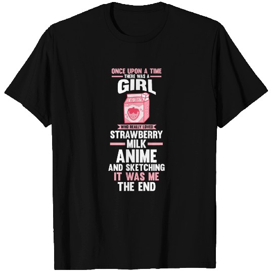 Anime Sketching Strawberry Milk T-Shirts