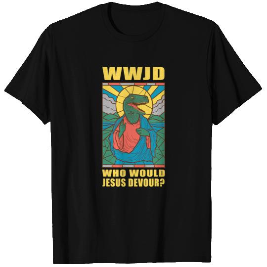 Dinosaur Dino Christian WWJD Who Would Jesus Devour a Jesus Trex T-Shirts