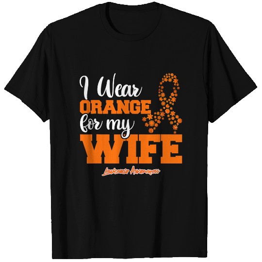 Leukemia Survivor Mens I Wear Orange For My Wife Leukemia Cancer Ribbon T-Shirts