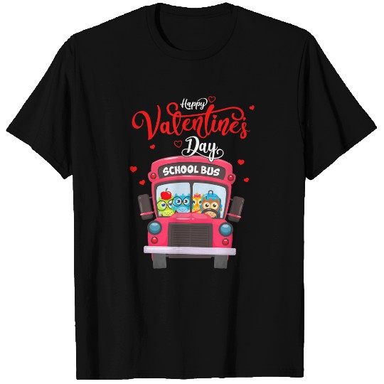 Cute Owl Funny School Bus Driver Owls Valentines Day Matching T-Shirts