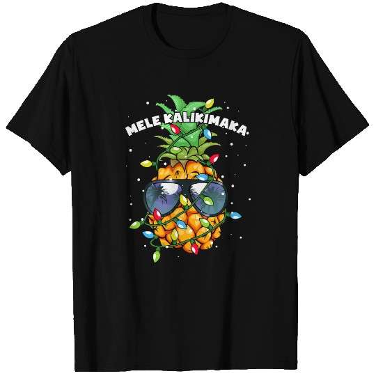 Mele Kalikimaka Christmas Lights Hawaiian xmass pineapples 1 T-Shirts