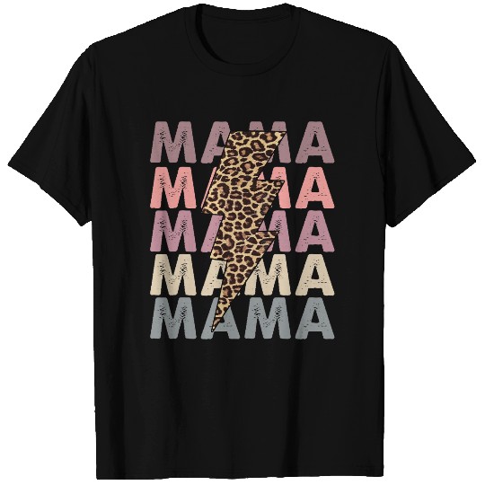 Mama Lightning Bolt Leopard Cheetah Mama Mini Matching T-Shirts