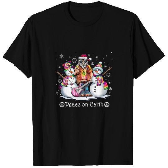 Peace On Earth Hippie Snowman Merry Christmas Costume T-Shirts