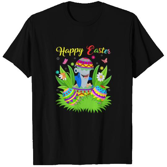 Ocean Shark Lover Floral Easter Egg Funny Hammerhead Shark Easter T-Shirts