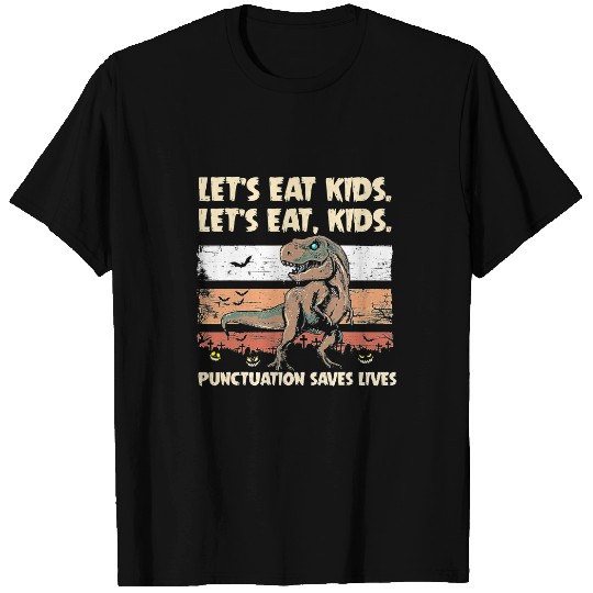 Dinosaur Dino Punctuation Saves Lives vintages Halloween T-Shirts
