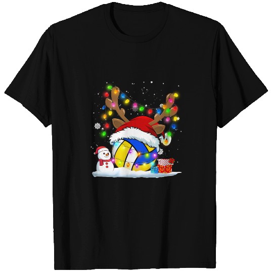 Volleyball Gift Lights Santa Hat Volleyball Coach T-Shirts