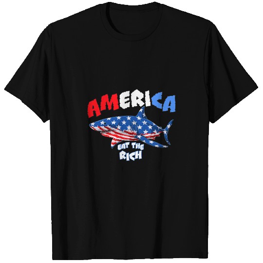 Ocean Shark AMERICA EAT THE RICH SHARK ATTACH T-Shirts