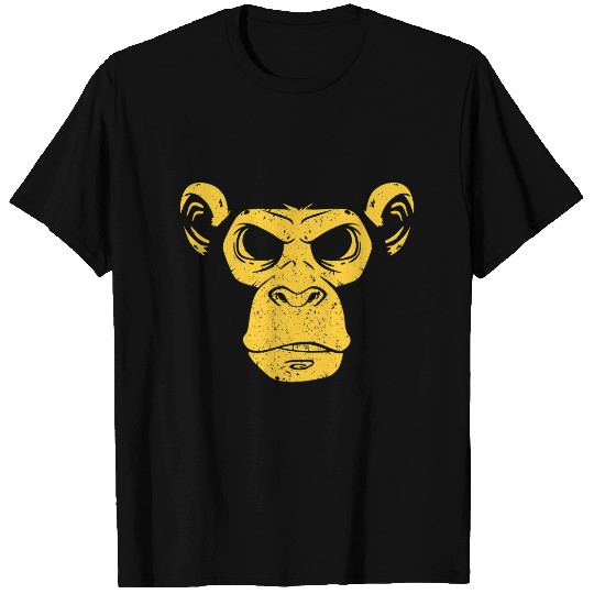 Wild Bad Chimpanzee Grumpy Ape Gorilla Monkey Face Costume T-Shirts