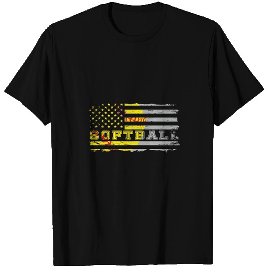 Softball Gift American Flag Softball Team 126 T-Shirts