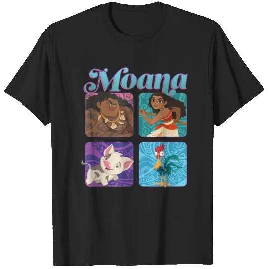 Disneyss Moana Pua Maui Hei Hei Retro Box Up Chest Panels T-Shirts