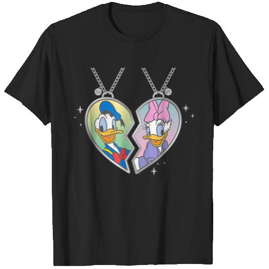 Disneyss Donald And Daisy Duck Love Heart Necklace Matching T-Shirts