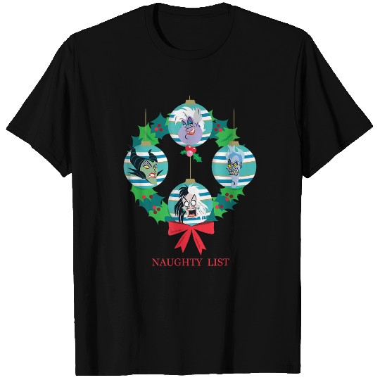 Disneyss Villains Holiday Christmas Wreath Naughty List T-Shirts