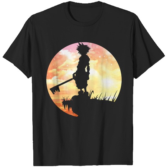 Disneyss Kingdom Hearts Sora Sunset Silhouette Pose Chest Logo T-Shirts