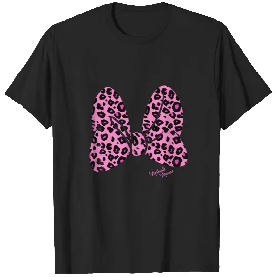 Disney Minnie Mouse Pink Animal Print Classic Bow T-Shirts