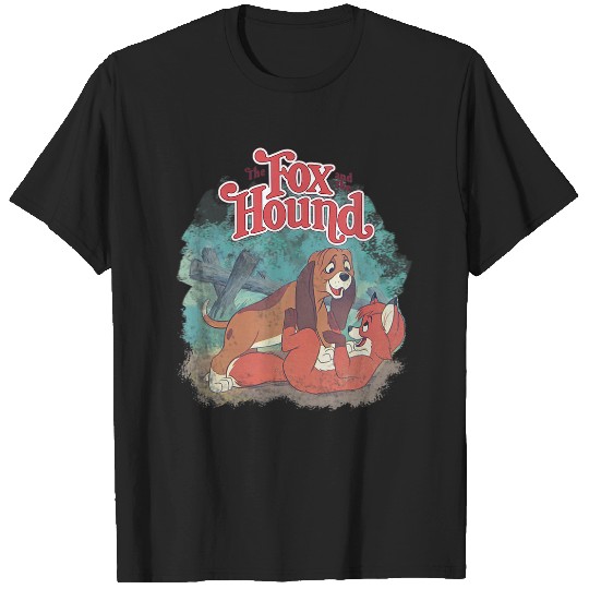 Womens Disney The Fox and the Hound Vintage Classic Poster V-Neck T-Shirts