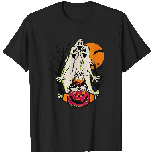 Womens Disney Mickey And Friends Halloween Donald Duck & Ghosts V-Neck T-Shirts