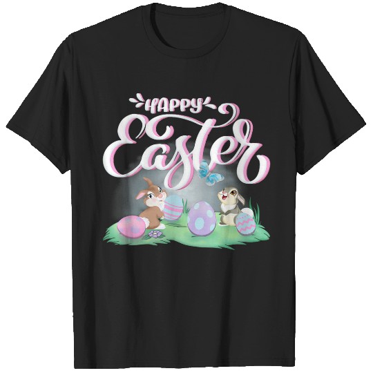 Disneyss Bambi Happy Easter Thumper Miss Bunny Vintages Logo Vneck T-Shirts