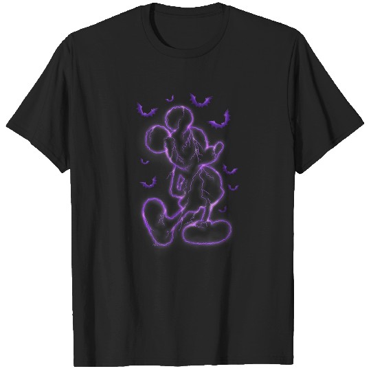 Disneyss Mickey Purple Lighting Outline Halloween T-Shirts